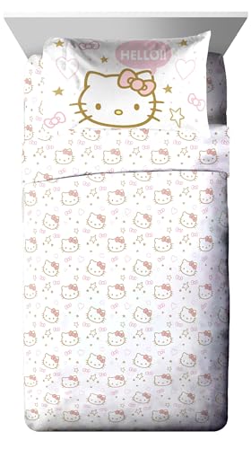 Jay Franco Hello Kitty Twin Comforter Set - 5 Piece Bedding Includes Sheet Set & Pillow Covers - Super Soft Pink Bedding Jay Franco