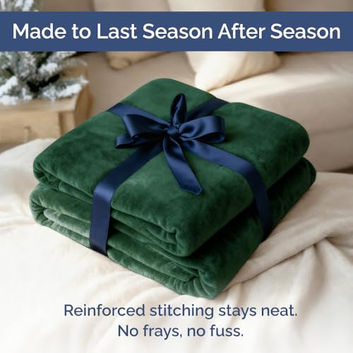 Ultra Soft Fleece Blanket Throw Size - Flannel Fleece Luxury Throw Blanket - Lightweight for Couch Bed Chair - Thick, Warm & Breathable - All Season Cozy Anti-Static Microplush Bedding, Forest Green CGK Unlimited