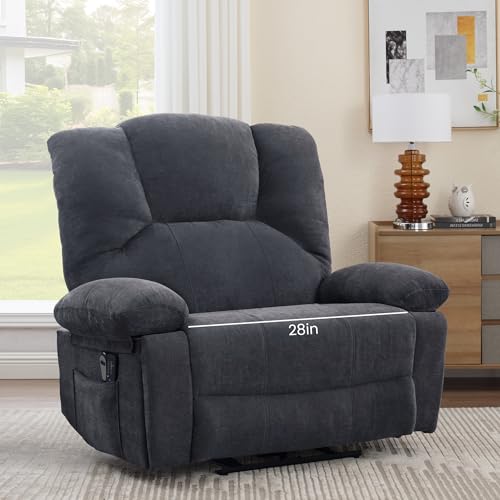 HOMYEDAMIC Oversized Power Recliner Chair 350lb with Hidable Cup Holders, Extra Wide Large Big Electric Recliner Chair with Lumbar Support Pillow Nursery Chair Living Room (Power, Grey)