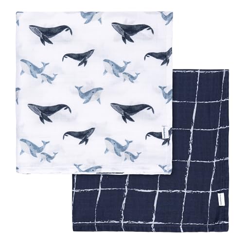 Gerber Baby Unisex 2-Pack Muslin Blanket, Coastal Calm, One Size Gerber