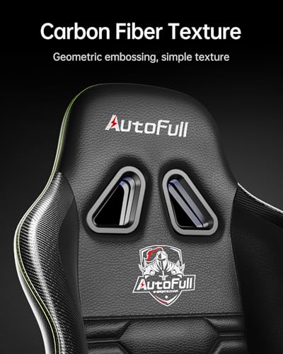 AutoFull Gaming Chair, Racing Style Gaming Chair with Ergonomic Lumbar Support,Adjustable High Back PU Leather PC Chair with Footrest,Black AutoFull