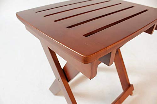 URFORESTIC Shower Bench-Bamboo Folding Shower Stool Seat Chair Fully Assembled-Hold Up to 500 LBS URFORESTIC