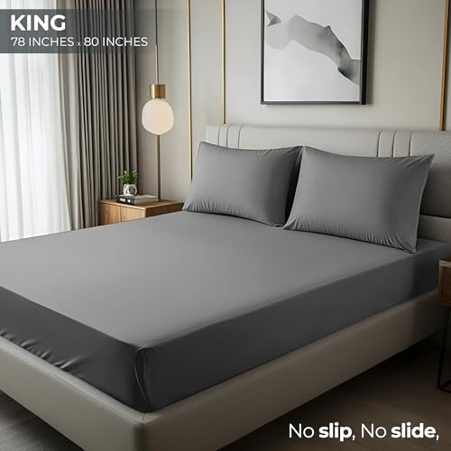 Utopia Bedding King Fitted Sheet - Bottom Sheet - Deep Pocket - Polyester - Shrinkage and Fade Resistant - Easy Care -1 Fitted Sheet Only (Grey) Utopia Bedding