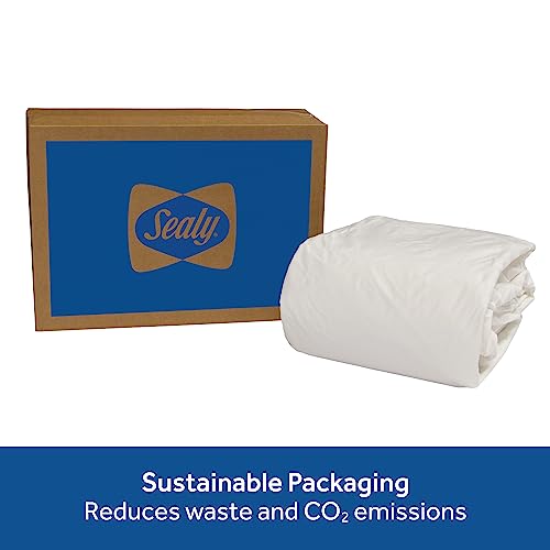 Sealy Complete Protection Waterproof Stain Protection Soft Comfort Top PerfectGrip Stretch Sidewalls Machine Washable Fitted Mattress Protector, King Size, White Sealy