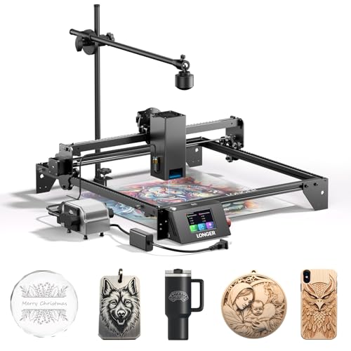 LONGER RAY5 20W Laser Engraver with Air Assist & LightBurn Camera, Auto Positioning & Capture, High-Precision Laser Cutter for Wood, Metal, Acrylic, Tumblers & Cylindrical Objects Longer