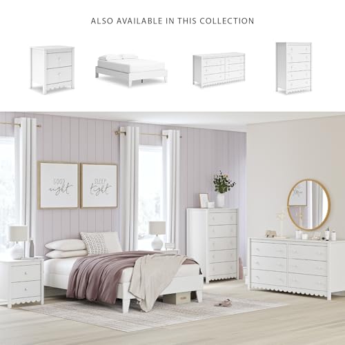 Signature Design by Ashley Hallityn Minimalist 2 Drawer Nightstand, Smooth-Gliding Drawers, Wood, 21.34" W x 15.94" D x 24.37" H, Matte White Finish Signature Design by Ashley