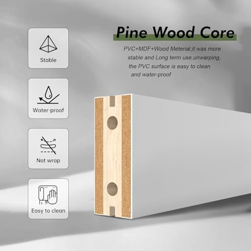 Fredbeck 42x84 inch White Barn Door with 7FT Sliding Door Hardware Kit Included & Handle,MDF,Solid PVC Surface,DIY Assembly,5-Panel FREDBECK