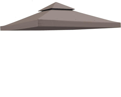 FORALEBEN 10' x 10' Gazebo Replacement Canopy Top Cover for 2 Tier Canopy Patio Garden Gazebo Outdoor BBQ Roof Cover Shelter (Taupe)