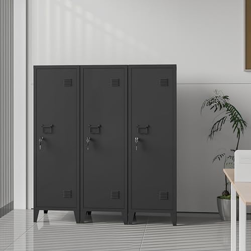 Epochsteele Metal Storage Cabinet with Lock & 2 Keys 50" Metal Locking Cabinet with Shelves for Home & Office, Freestanding Multi-Use Organizer for Garage Kitchen - Easy Assembly (Black) Epochsteele