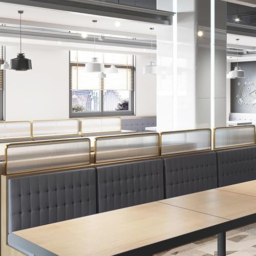 Countertop Low Fence Divide, Restaurant Decorative Partitions Grille,Dividers for Dining Areas,Gold Stainless Steels Frame Tempered Glass Panel, for Office, Restaurant, Hotel Bar (39.4 * 11.8IN) HLHHDFC
