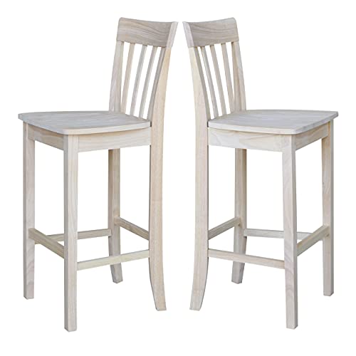 International Concepts Slat Back Stool, 30-Inch SH, Unfinished IC International Concepts