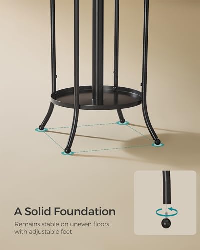 SONGMICS Coat Rack Freestanding, Coat Rack with Umbrella Holder, Metal Coat Rack Stand with 12 Hooks, for Entryway, Hallway, Living Room, Bedroom, Ink Black URCR011B01 SONGMICS