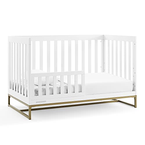 Delta Children Jade 4-in-1 Convertible Crib - Greenguard Gold Certified, Bianca White/Bronze Delta Children