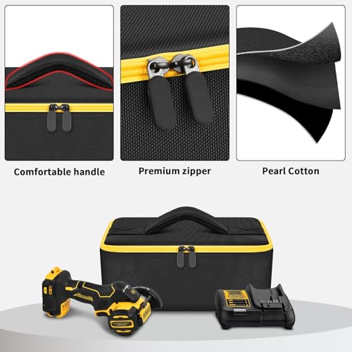 Bag Compatible with DEWALT 20V MAX Cut Off Tool 3 in 1 Brushless (DCS438B), Storage Case Carrying Holder Organizer for Charger, Batteries, Cutting Wheel and Other Accessories (Box Only) Tanmqin