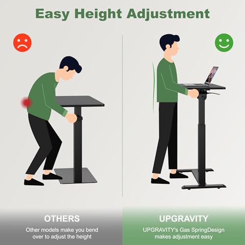 UPGRAVITY Adjustable Overbed Bedside Table - 90° Tiltable Mobile Standing Desk Portable Rolling Computer Cart Movable Desk for Laptop Bed Sofa Side Table Hospital Home Use(15.8" W x 31.5" D, Black) UPGRAVITY