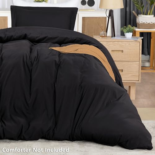 Utopia Bedding Duvet Cover Twin Size - 2 Piece with Zipper Closure - 1 Comforter Cover 68X90 Inches & 1 Pillow Sham 20X26 Inches (Black) Comforter Not Included Utopia Bedding