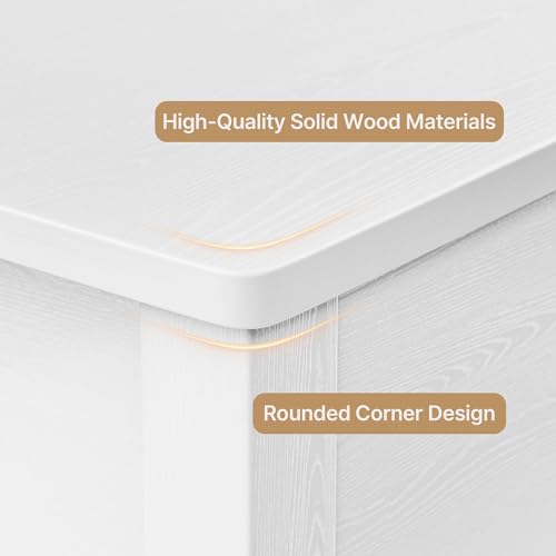 Gizoon Console Table with Drawers, Sofa Table with Storage Shelves, 2-Tier Wooden Entryway Table for Living Room, Kitchen, Hallway, Foyer, White Gizoon