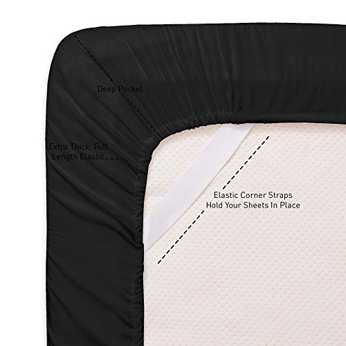 Twin Size Bed Sheets - 4 Piece 1500 Supreme Collection Fine Brushed Microfiber Deep Pocket Twin Sheet Set Bedding - 1 EXTRA PILLOW CASES, GREAT VALUE, Twin, Black Sweet Home Collection