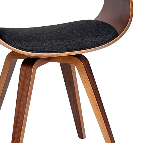 Armen Living Summer Mid Century Modern Dining Accent Chair for Table Kitchen Desk Vanity in Charcoal Fabric and Walnut Wood Finish Armen Living