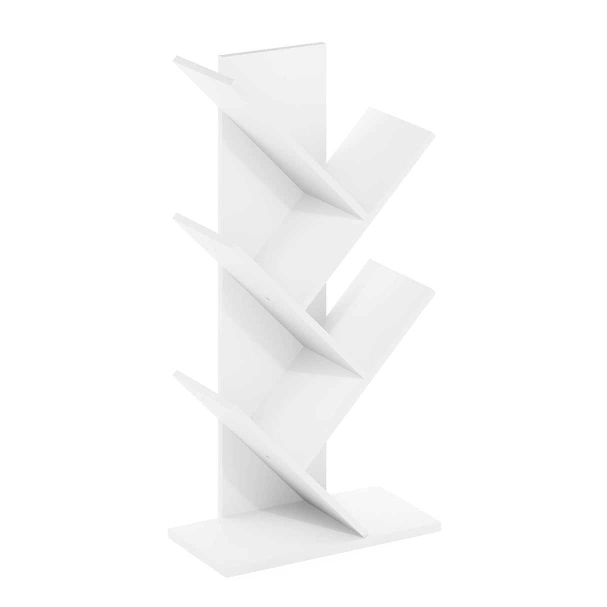 Furinno Tree Bookshelf 5-Tier Floor Standing Tree Bookcase, White Furinno