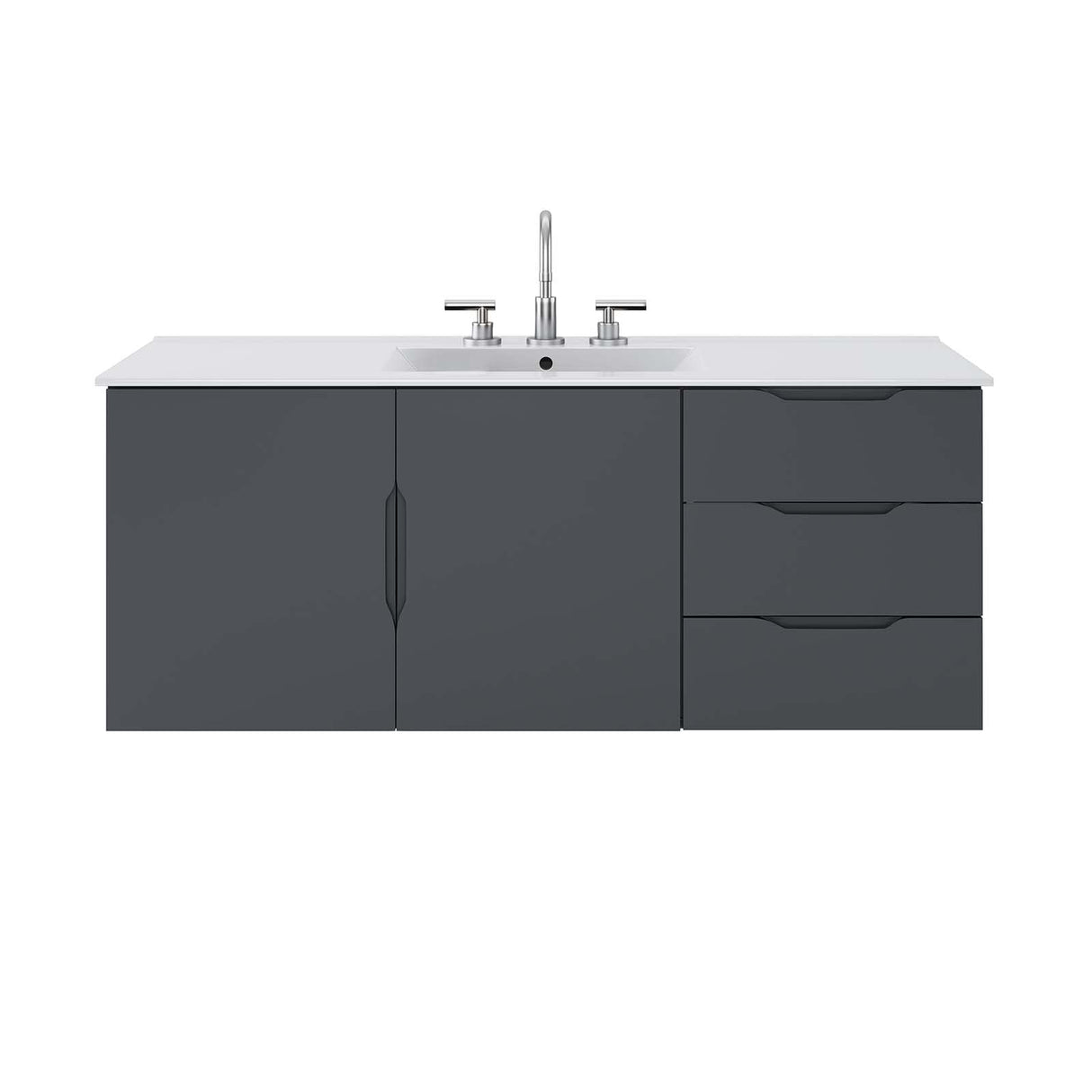 Modway Vitality 48" Single Sink Wall-Mount Bathroom Vanity in Gray White, 47.5 x 47 x 50 Modway