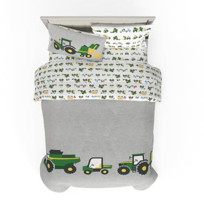 Franco Kids John Deere Farm Equipment Bedding 5 Piece Super Soft Comforter and Sheet Set, Full, (Officially Licensed Product)