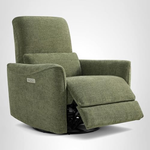 CHITA Power Recliner Chair Swivel Glider, FSC Certified Upholstered Living Room Nursery Reclining Sofa Chair with Lumbar Support, Green