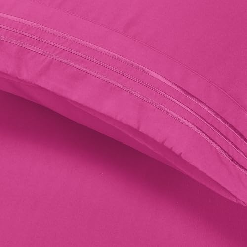 Elegant Comfort Luxury 4-Piece Bed Sheet Set - Luxury Bedding 1500 Premium Hotel Quality Microfiber, Wrinkle Resistant Cool & Breathable, Easy Elastic Fitted, King, Hot Pink Elegant Comfort