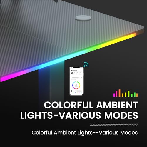 GTPLAYER RGB Electric Standing Desk, Height Adjustable Gaming Desk - Computer Desk with Mouse Pad, Home Office Desk GTPLAYER