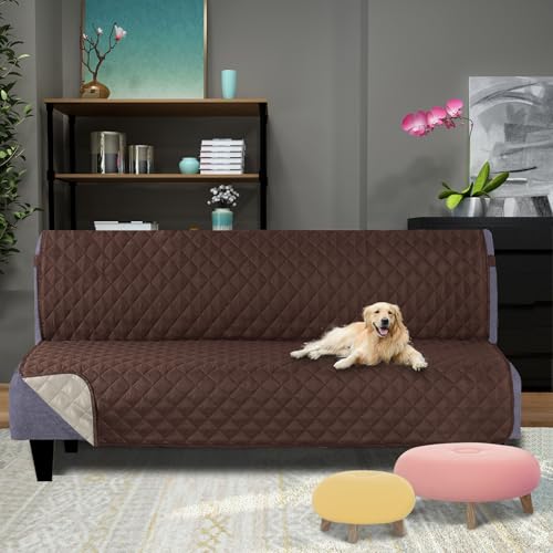 U-NICE HOME Futon Sofa Covers Reversible Sofa Slipcover Armless Furniture Protector Couch Cover Water Resistant (Futon, Coffee/Beige) U-NICE HOME
