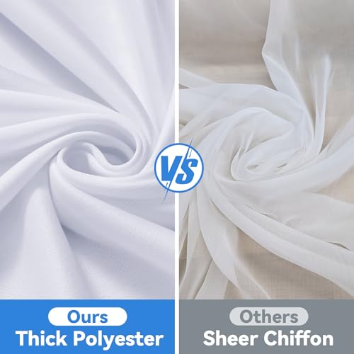 Htper 4 Panels 5x20ft White Ceiling Drapes for Wedding Parties, Wrinkle Free 20ft Long Thick Polyester Wedding Draping Tent Ceiling Curtains Arch Drapery for Birthday Party Tent Canopy Decor Htper