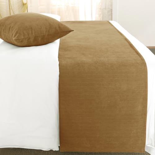 AMBERIS Bed Runner Single Layer Chenille Brown, Modern Style Bed Scarves for Home Hotel Decorations (Pillowcases Sold Separately) AMBERIS