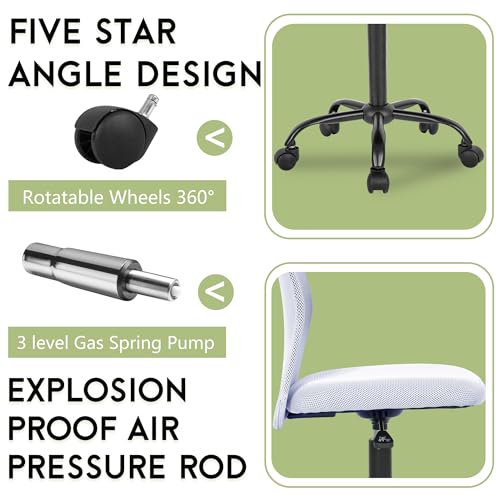 BestOffice Ergonomic Office Chair Desk Chair Mesh Computer Chair Armless Back Support Modern Executive Rolling Swivel Chair with Lumbar Support (White) BestOffice