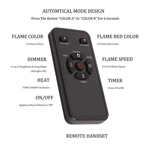 R.W.FLAME 36 inch Recessed and Wall Mounted Electric Fireplace, Ultra Thin ad Low Noise, Fit for 2 x 4 and 2 x 6 Stud, Remote Control with Timer,Touch Screen,Adjustable Flame Color and Speed R.W.FLAME