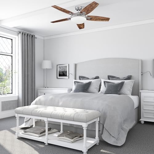 Honeywell Ceiling Fans Carmel Modern 48 Inch Ceiling Fan with Light, Remote Control Fan, LED Indoor Fan with 5 Blades, Gray Oak and Brown Chestnut Blade Finish Options, Silver (51627-01) Honeywell