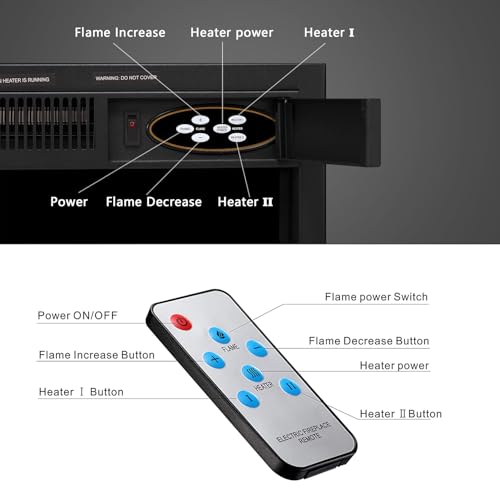 43” Electric Fireplace Mantel Freestanding Electric Fireplace, Remote Control, Adjustable Led Flame, 750W/1500W Black Electactic