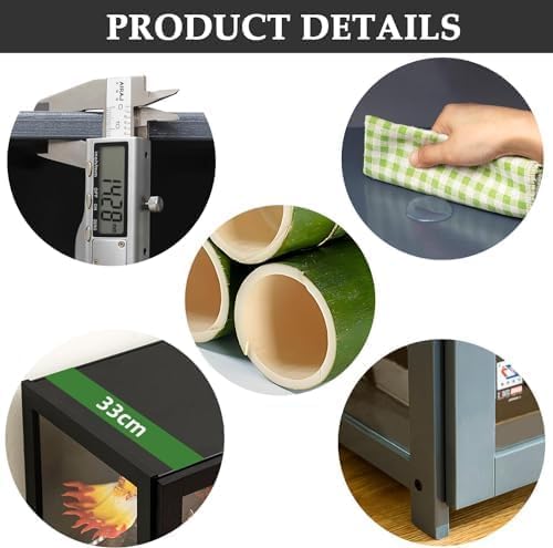 Curio Display Cabinet, 5 Tier Storage Shelves with Acrylic Glass Door, Transparent Bamboo Display Case for Figures, Display Shelves for Collectibles & Kids Bookcase for Home (Black Double Door) iusyugh