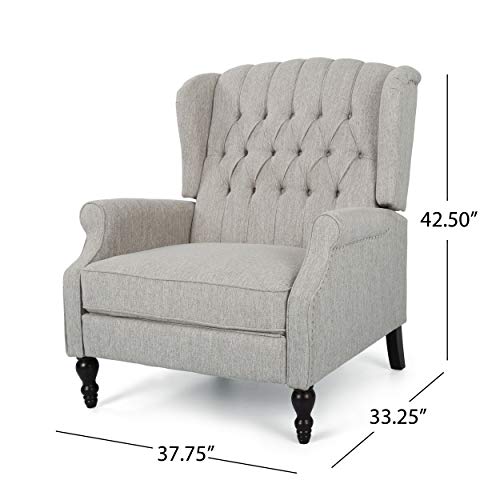 Christopher Knight Home Salome Push Back Recliner, Light Gray, Dark Brown