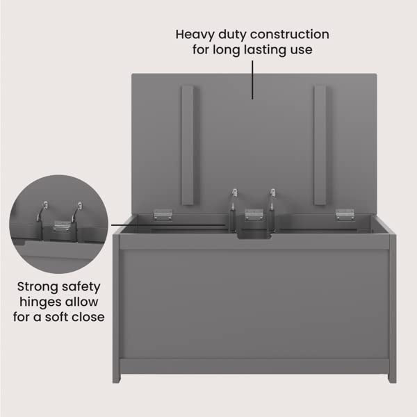 Child Craft Harmony 33” Wood Toy Box, Large Storage Chest, Plenty of Storage, 2 Safety Hinges, Standard Ventilation Hole on Back, 6 Cubic Feet of Storage (Cool Gray) Child Craft