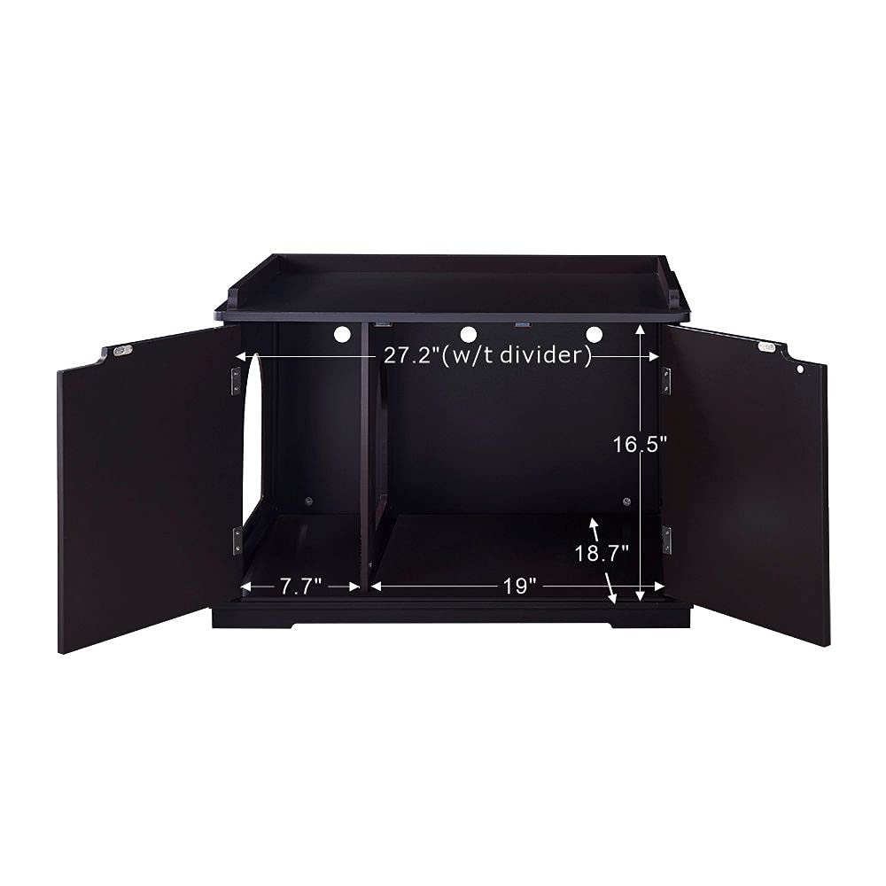 unipaws Cat Litter Box Enclosure Furniture, Cat Washroom, Hidden Litter Box Cover, Cabinet for Large Cat, Dog Proof Cat Litter Boxes, Hideaway Litter Box, Cat House, Espresso unipaws