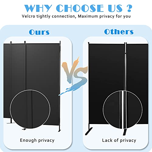 JAXPETY Room Divider Panel 6Ft Privacy Screen Wall Dividers for Room Separation Flexible Partition Folding Portable Room Partition for Office 88" W x 73" H, Black JAXPETY