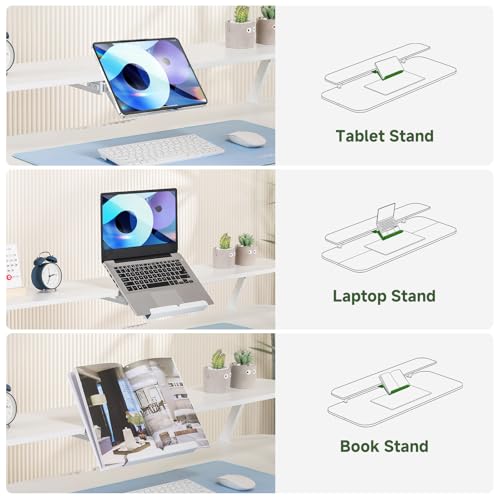 GTPLAYER Electric Standing Desk with Drawers, 48 x 24 Inches Height Adjustable Computer Desk with Monitor Stand, Laptop Stand, Sit Stand up Desk with Memory Preset for Home, Office, White GTPLAYER