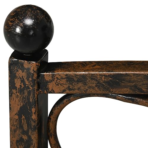 Outsunny 3.3FT Metal Arch Zen Garden Bridge with Safety Siderails, Decorative Footbridge, Delicate Floral Scrollwork for Stream, Fish Pond, Brown Outsunny