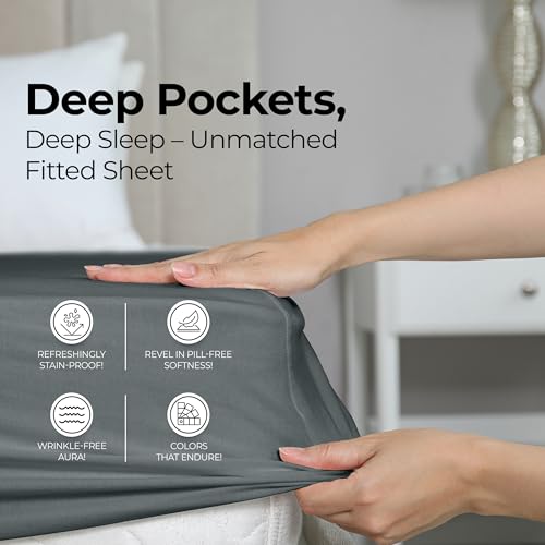 Utopia Bedding Full Fitted Sheet - Bottom Sheet - Deep Pocket - Soft Microfiber - Shrinkage and Fade Resistant - Easy Care -1 Fitted Sheet Only (Grey) Utopia Bedding
