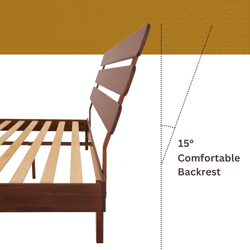Bme Caden Mid Century 15'' Adjustable Bed Frame - Walnut, No Box Spring Needed, Easy Assembly, Queen Size Bme
