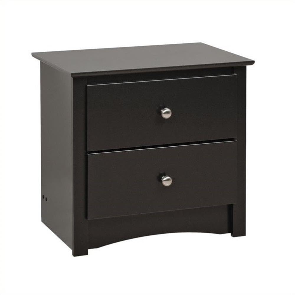 Prepac Sonoma Traditional Nightstand Side Table with 2 Drawers, Functional 2-Drawer Bedside Table 16" D x 23.25" W x 21.75" H, Black, BDC-2422 Prepac