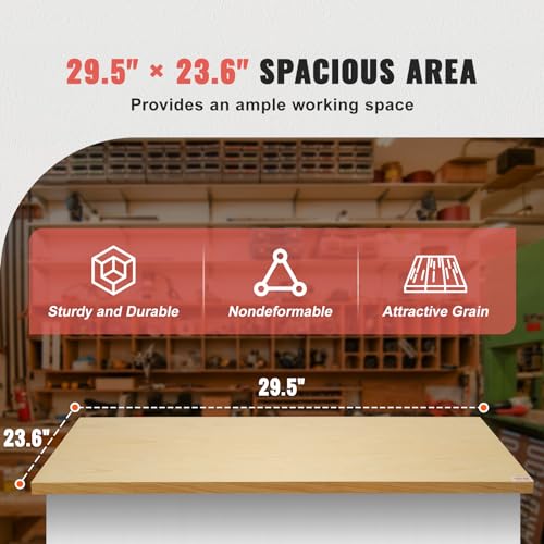 VEVOR Wood Table Top, 29.5" x 23.6" x 1.5", 330lb Load Capacity, Universal Solid One-Piece Maple Wood Desktop for Height Adjustable Electric Standing Desk Frame, Rectangular Countertop for Home Office VEVOR