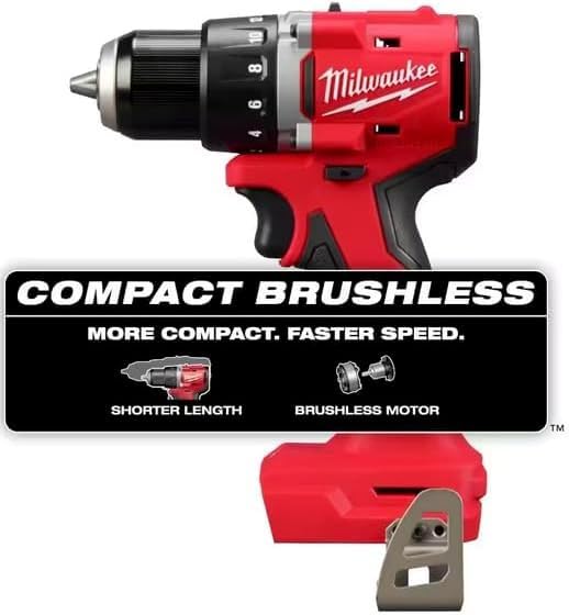 Milwaukee 3601-20 M118 18V Lithium-Ion Brushless Cordless 1/2 in. Compact Drill/Driver (Tool Only), Red Milwaukee