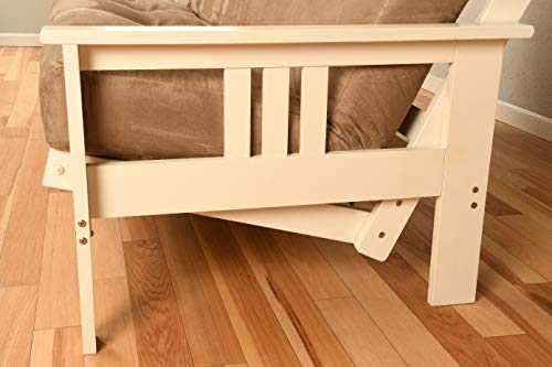 Kodiak Furniture Monterey Futon Set with Storage Drawers, with Antique White Base and Linen Stone Mattress Kodiak Furniture