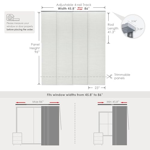 GoDear Design Adjustable Sliding Panel Track Room Dividers 45.8"- 86" W x 96" H, Extendable Vertical Blinds for Sliding Glass Doors Windows Wall Partitions, Trimmable Fabric Panel Curtains, Serenity GoDear Design